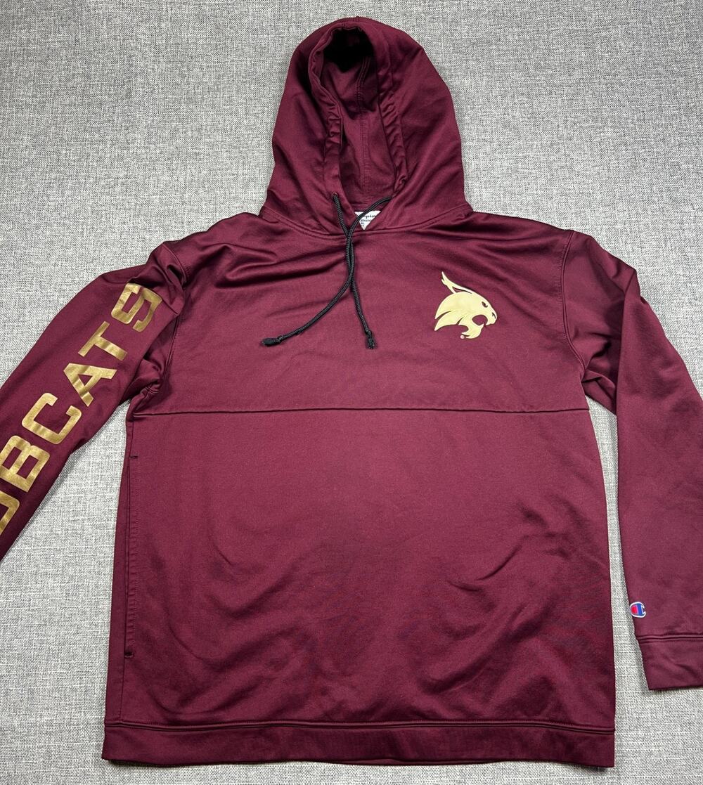 Champion Texas State Bobcats Hoodie Men's XL Maroon Gold NCAA Spellout